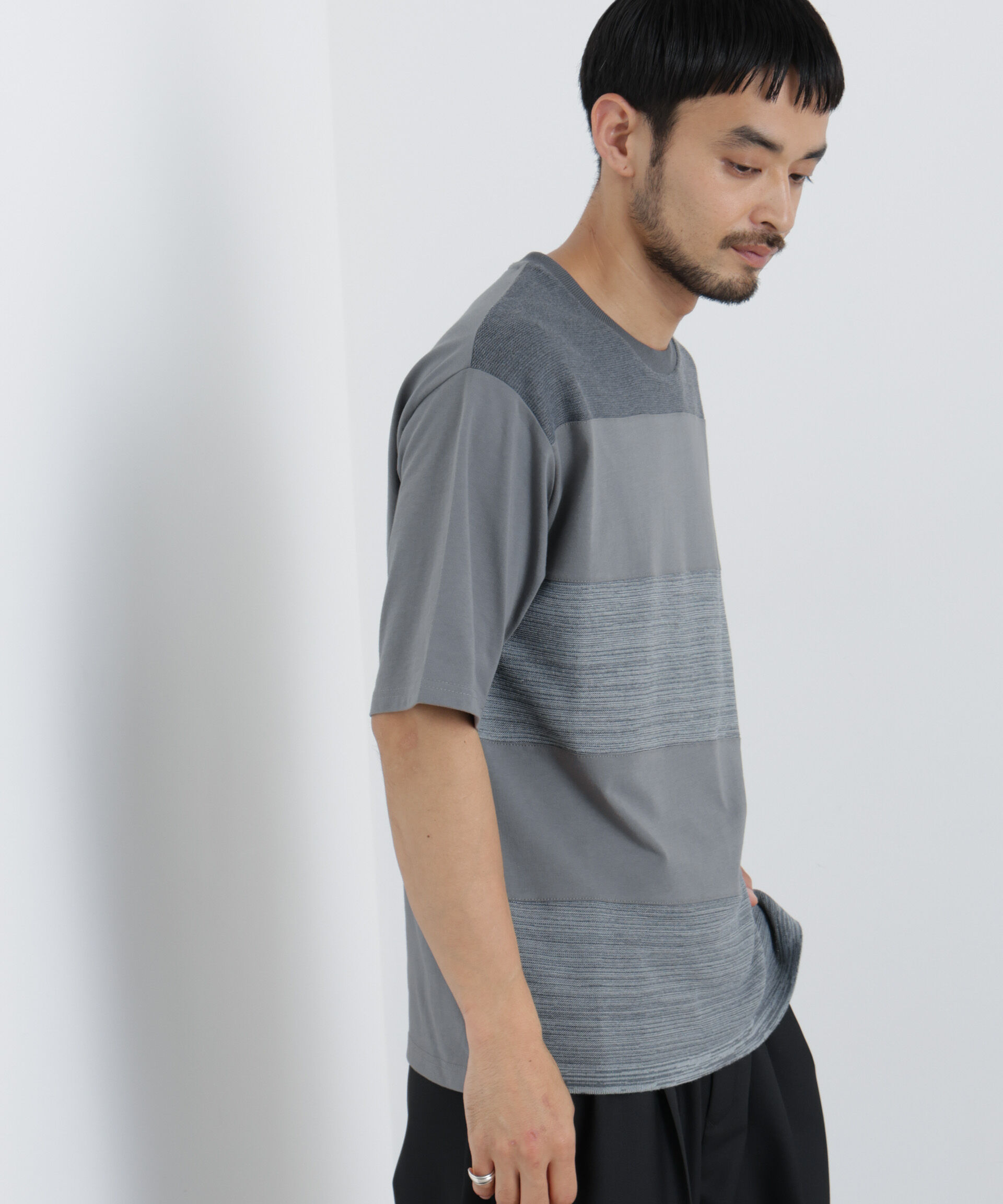 nano･universe「ニットコンビボーダーTシャツ 半袖」|Tシャツ・カットソー|
