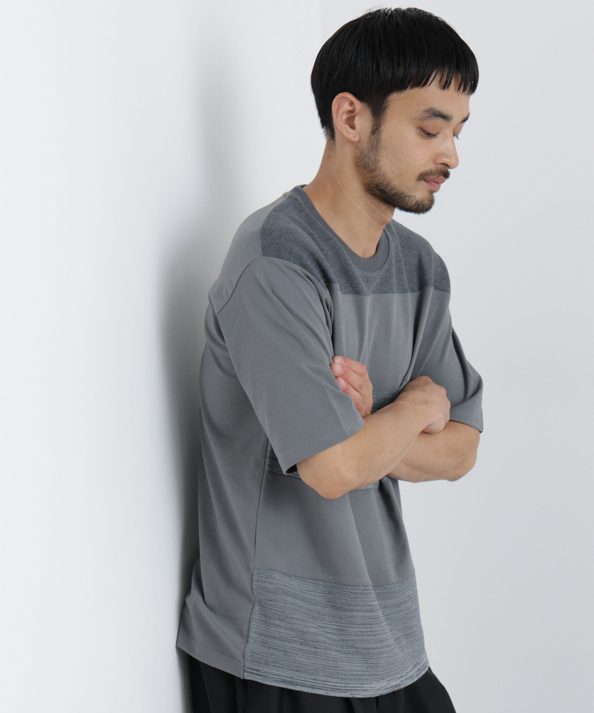 nano･universe「ニットコンビボーダーTシャツ 半袖」|Tシャツ・カットソー|