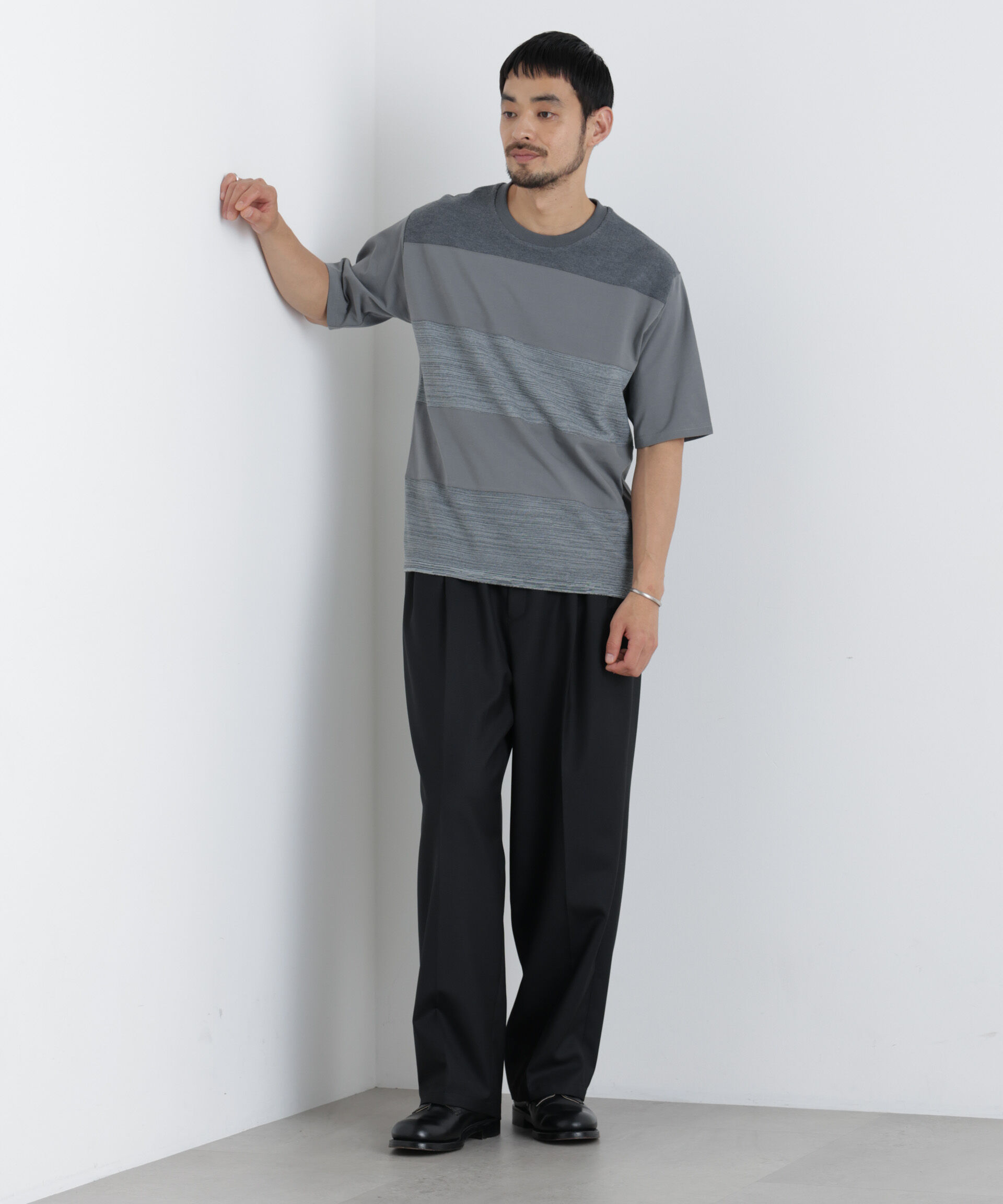 nano･universe「ニットコンビボーダーTシャツ 半袖」|Tシャツ・カットソー|