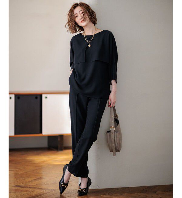 23区「【洗える】ストレッチジョーゼット ケープデザイン カットソー」|Tシャツ・カットソー|