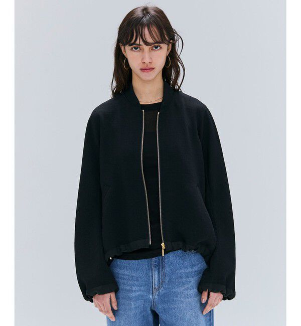 BEIGE,「【洗える】POMONA / ゴールドジップライトブルゾン」|Tシャツ・カットソー|Black