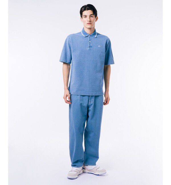 LACOSTE「配色リブニットインディゴポロシャツ」|ポロシャツ|
