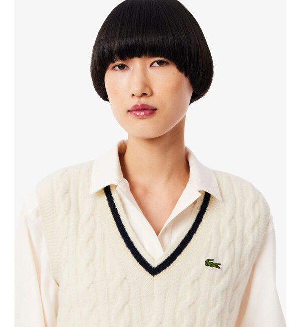 LACOSTE「ウール&times;ナイロン エッセンシャル チルデンニットベスト」|ベスト・ジレ|