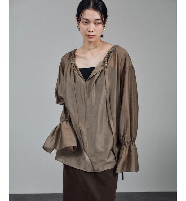 SALON adam et rope'「【WEB限定】2WAYシアーリュクスギャザーブラウス」|シャツ・ブラウス|