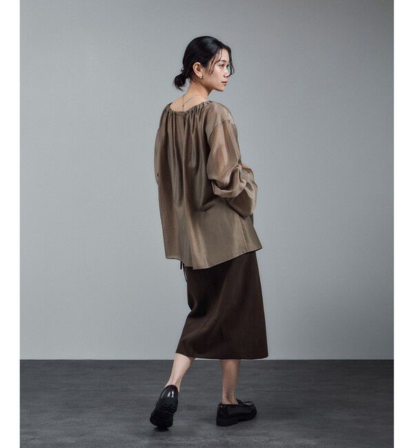 SALON adam et rope'「【WEB限定】2WAYシアーリュクスギャザーブラウス」|シャツ・ブラウス|