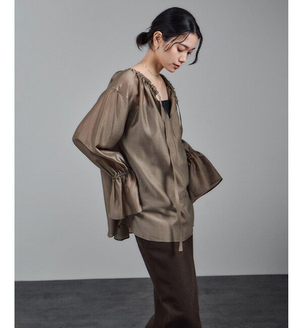 SALON adam et rope'「【WEB限定】2WAYシアーリュクスギャザーブラウス」|シャツ・ブラウス|