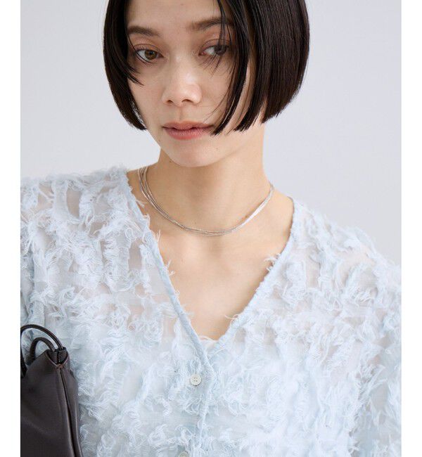 SALON adam et rope'「モチーフカットジャカードハーフスリーブブラウス」|シャツ・ブラウス|