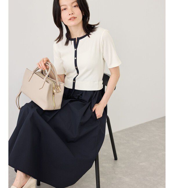 Rope&rsquo;Picnic「キーネック布帛ドッキングカットワンピース」|ワンピース|