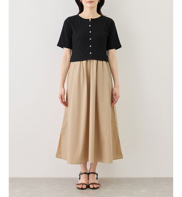 Rope&rsquo;Picnic「キーネック布帛ドッキングカットワンピース」|ワンピース|