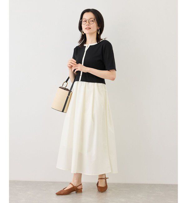 Rope&rsquo;Picnic「キーネック布帛ドッキングカットワンピース」|ワンピース|