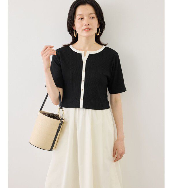 Rope&rsquo;Picnic「キーネック布帛ドッキングカットワンピース」|ワンピース|ブラック系(03)