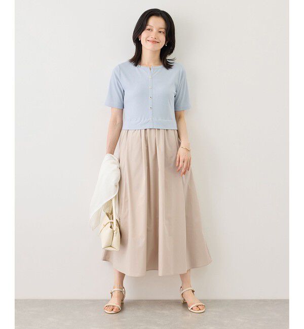 Rope&rsquo;Picnic「キーネック布帛ドッキングカットワンピース」|ワンピース|サックス(48)