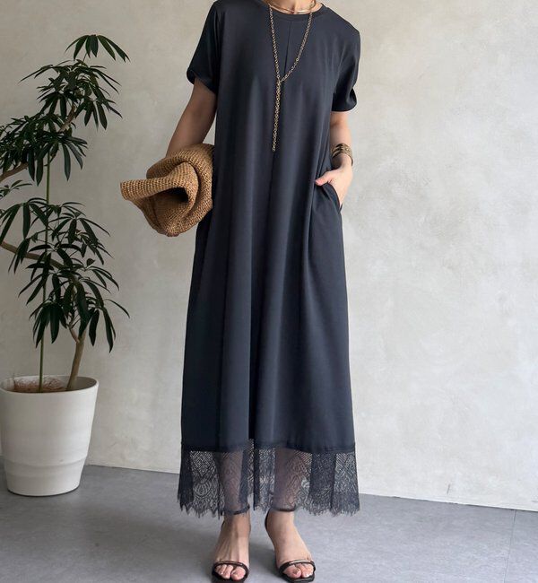  「【WEB限定】裾レースワンピース」|ワンピース|