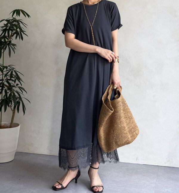  「【WEB限定】裾レースワンピース」|ワンピース|