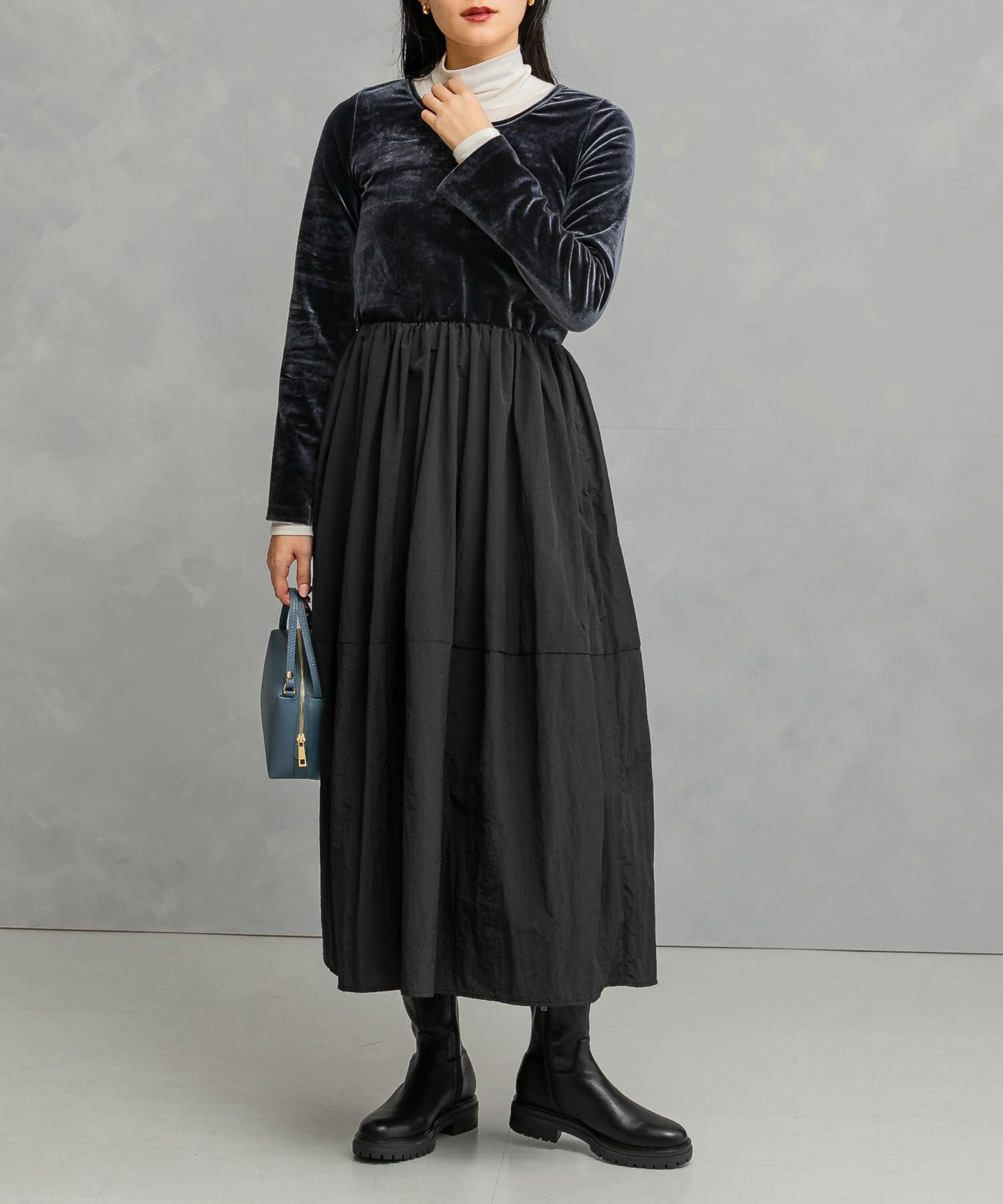 URBAN RESEARCH ROSSO「『WEB限定』ベロアドッキングワンピース」|ワンピース|