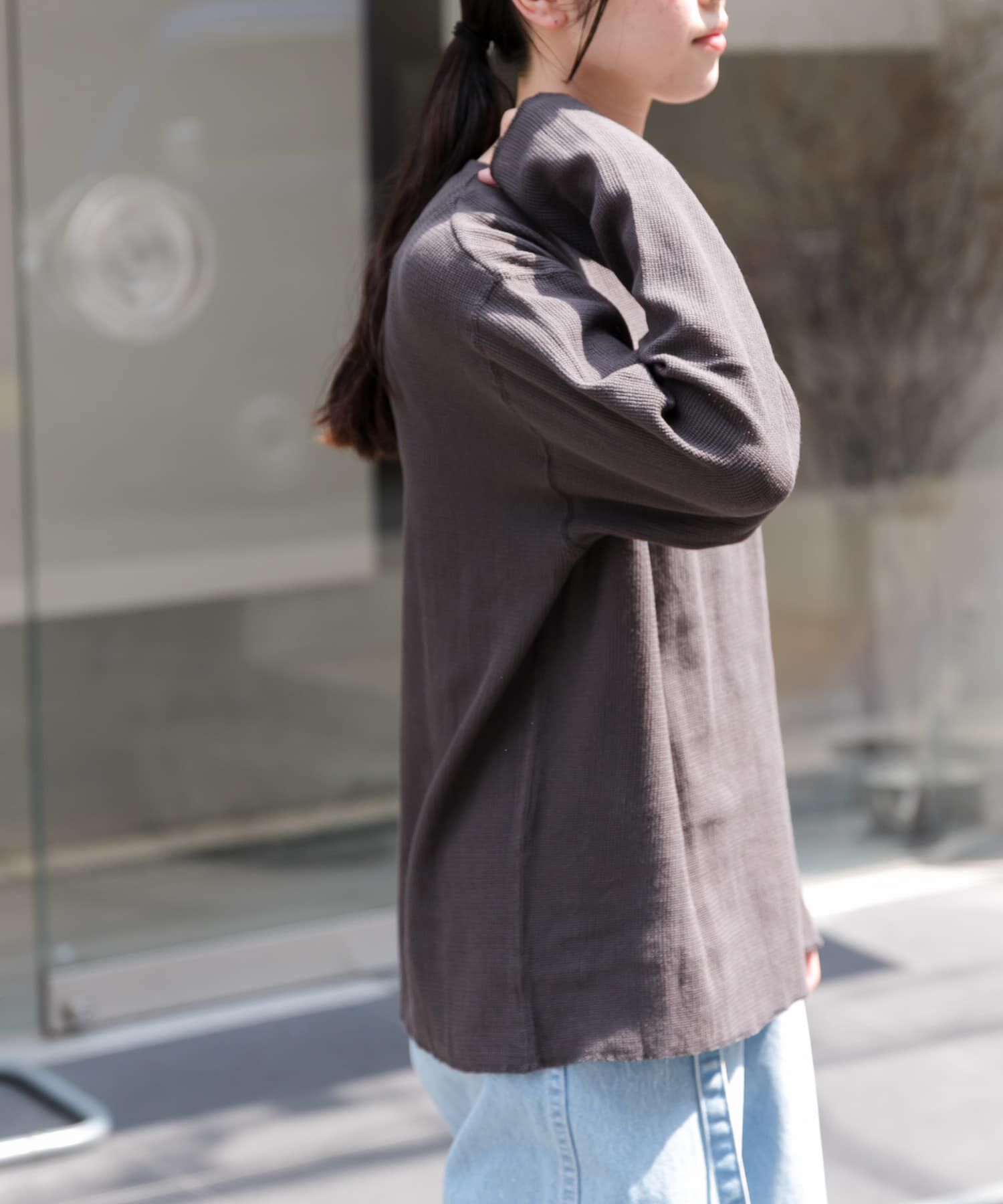 URBAN RESEARCH DOORS「FORK&SPOON　メッシュロングスリーブプルオーバー」|Tシャツ・カットソー|