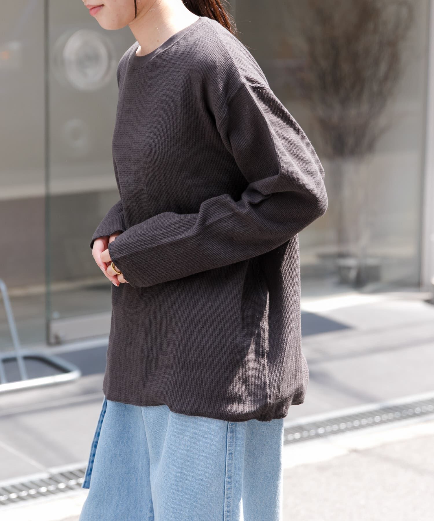 URBAN RESEARCH DOORS「FORK&SPOON　メッシュロングスリーブプルオーバー」|Tシャツ・カットソー|
