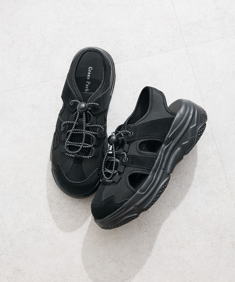 Green Parks「メッシュコンビドロコードスニーカーサンダル」|サンダル|Black