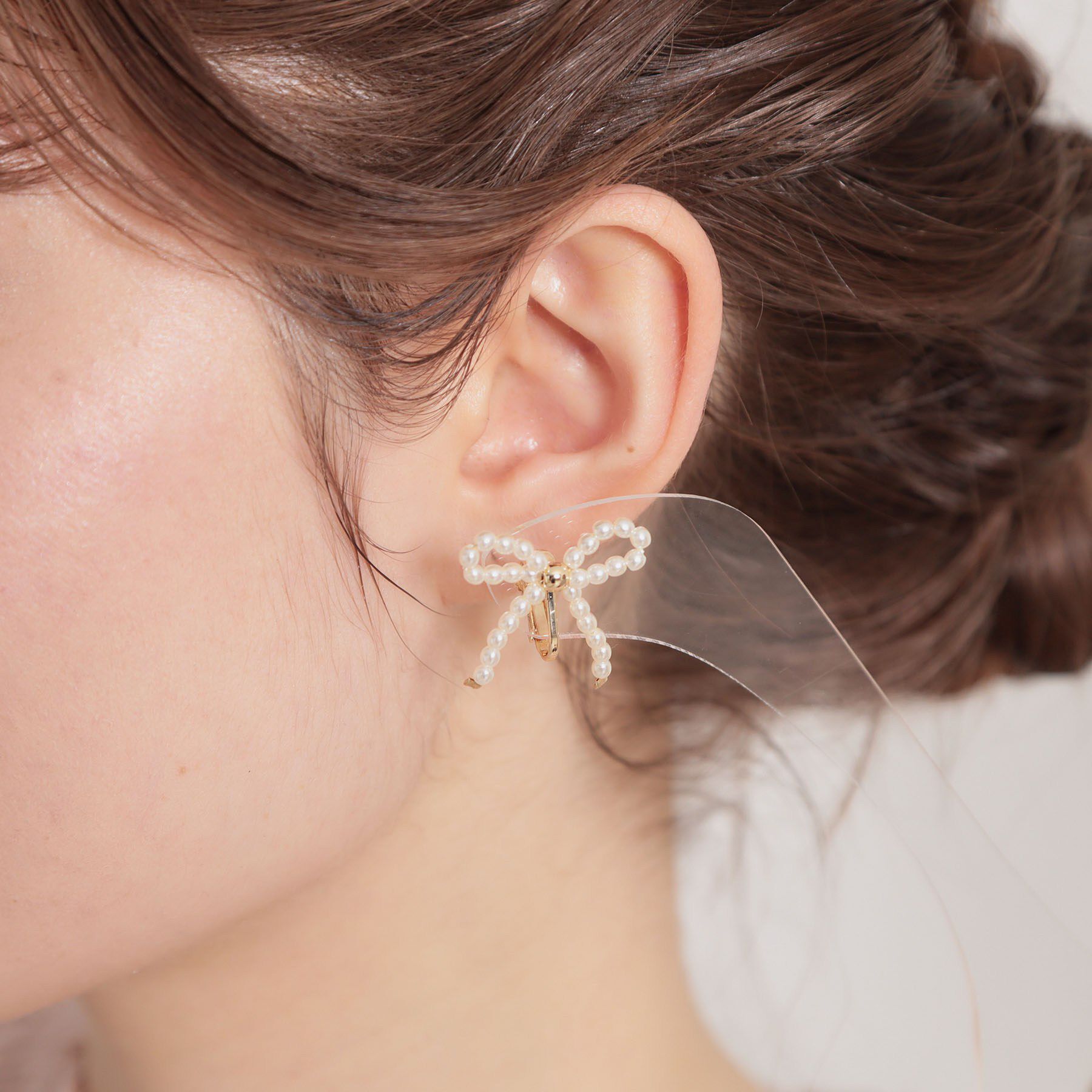 Couture broach「パール調リボンデザインイヤリング」|イヤリング|