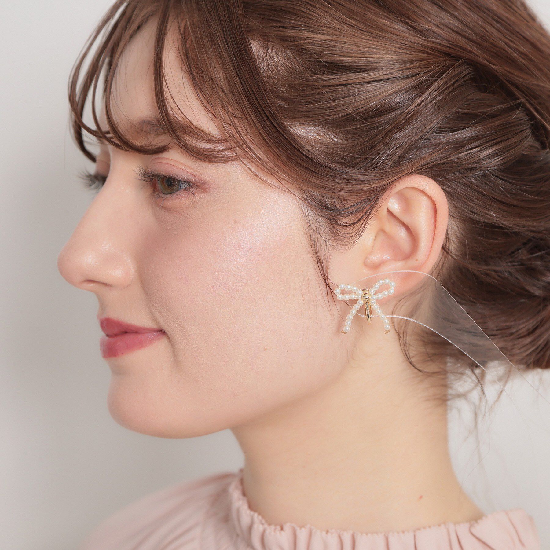 Couture broach「パール調リボンデザインイヤリング」|イヤリング|