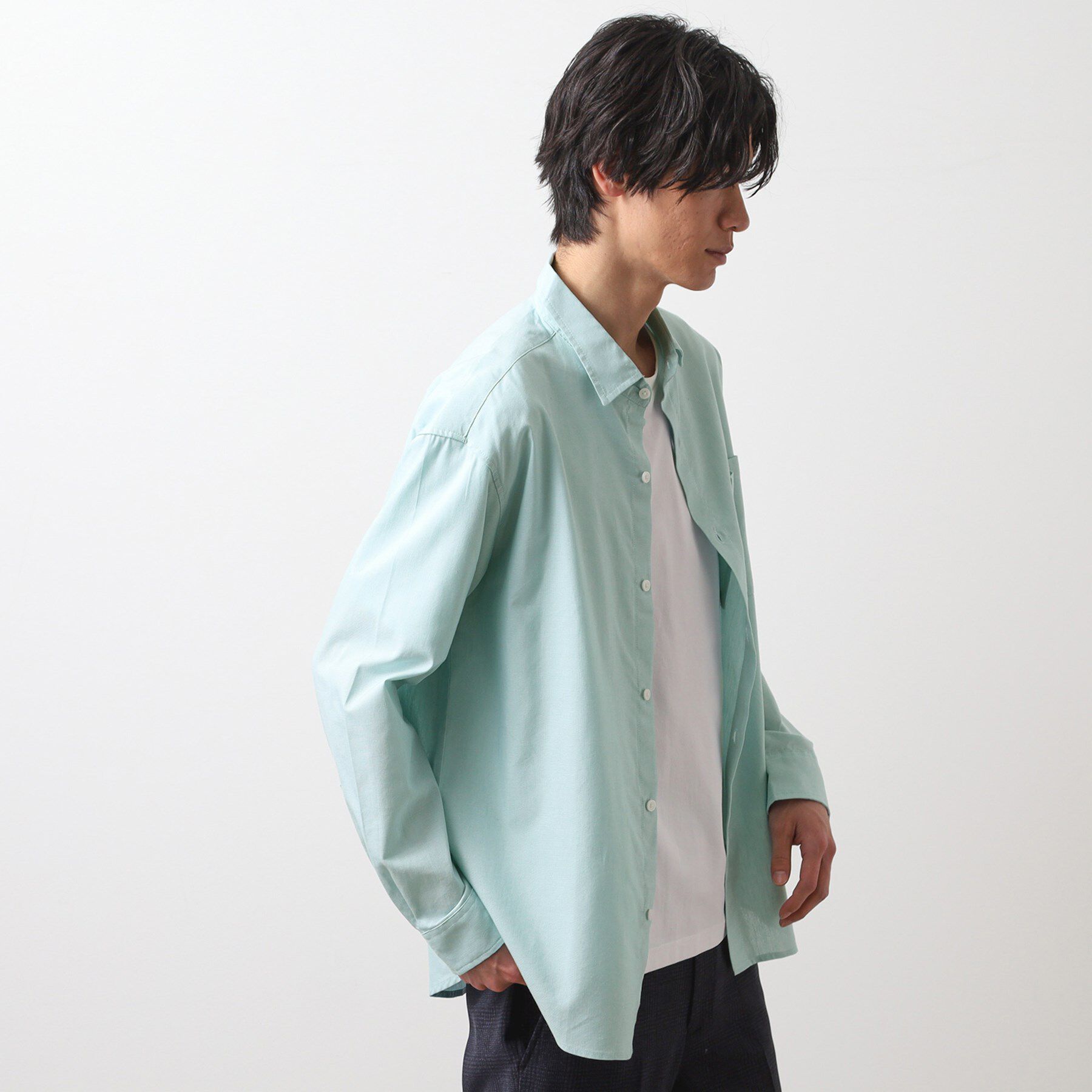 THE SHOP TK「綿麻ポリCOOLMAX（R）長袖シャツ」|シャツ・ブラウス|