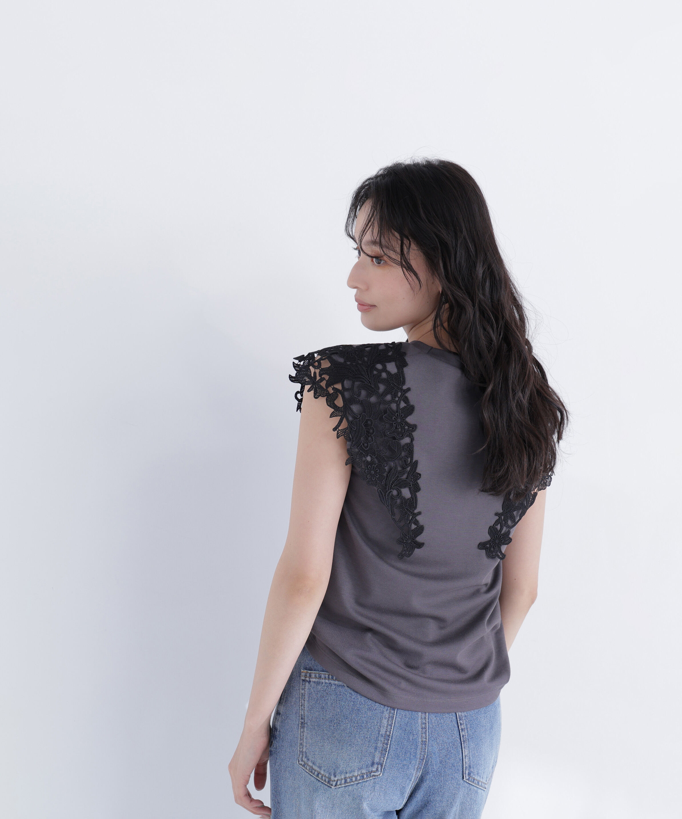  「レースフレンチスリーブカットソー」|Tシャツ・カットソー|