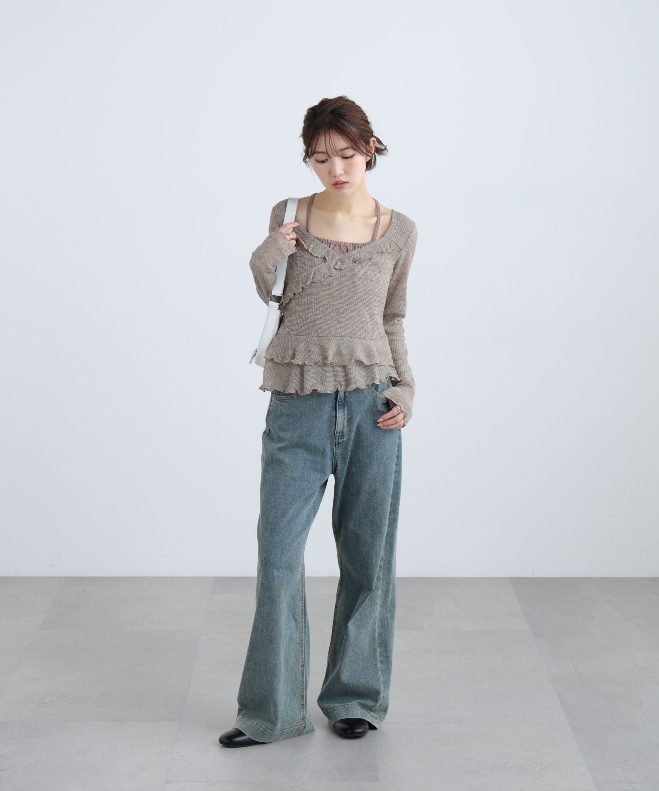  「ホルターインナーレイヤードカシュクールカットソー」|Tシャツ・カットソー|
