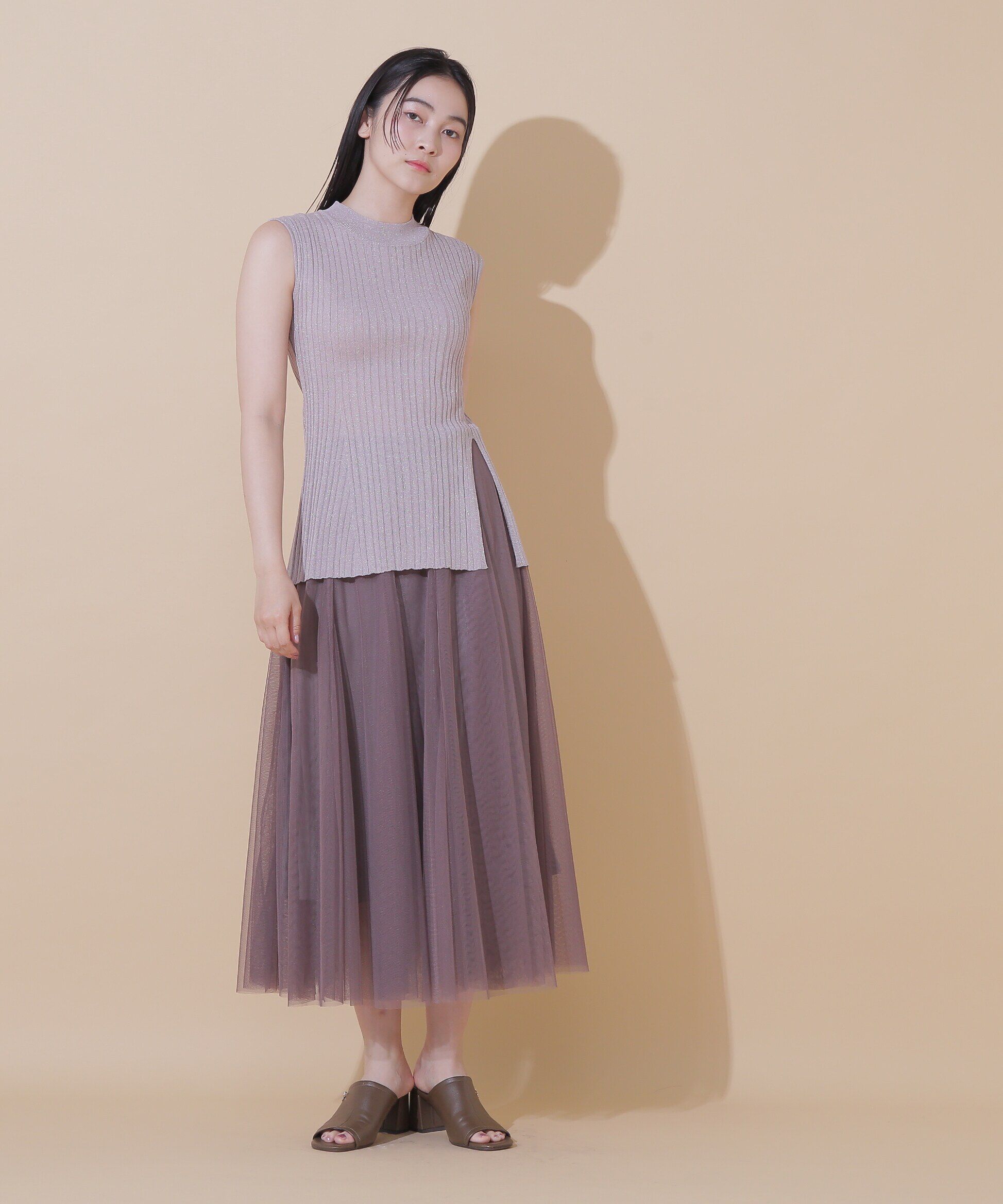  「ラメニットチュールスカートセット」|ワンピース|
