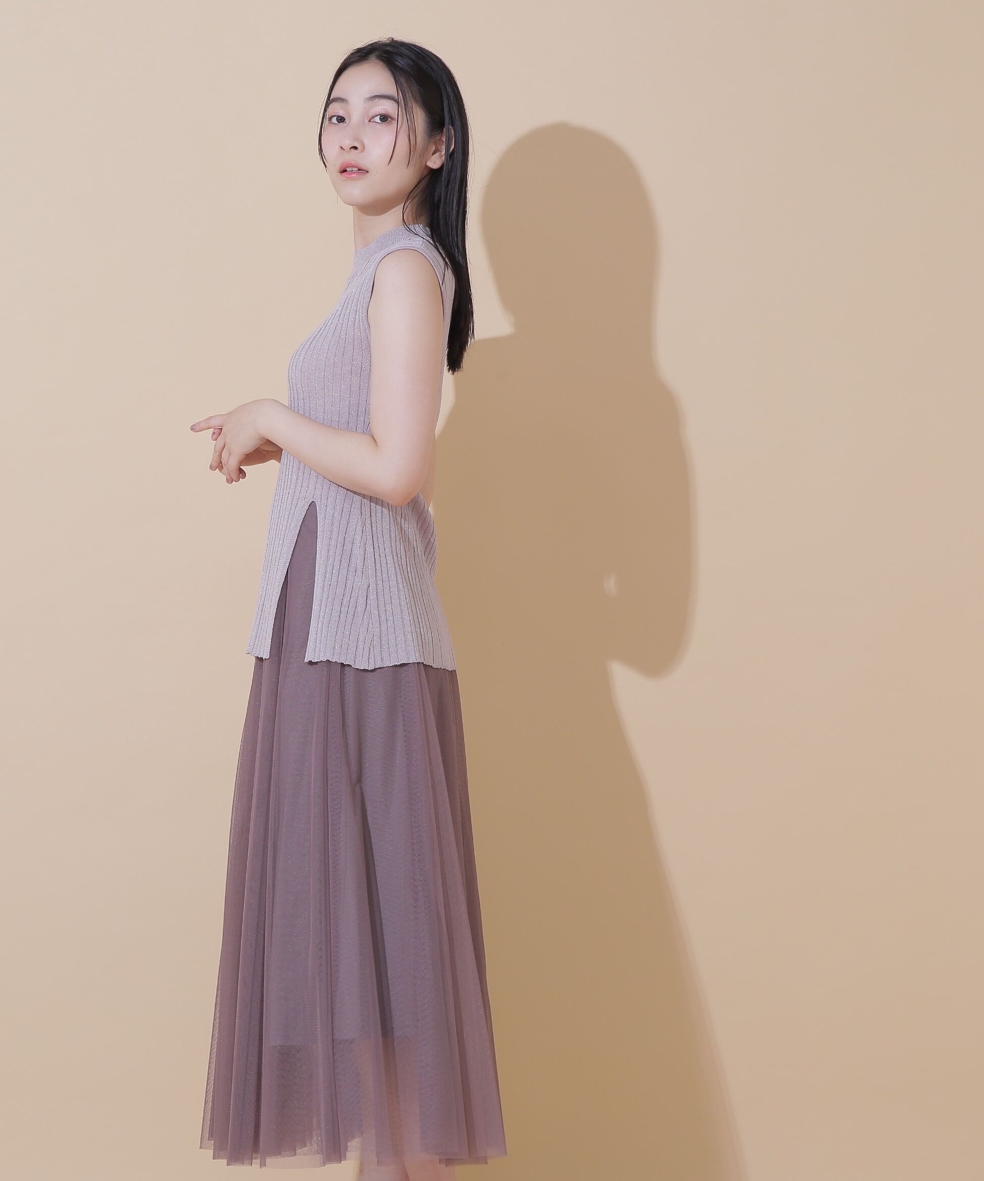  「ラメニットチュールスカートセット」|ワンピース|