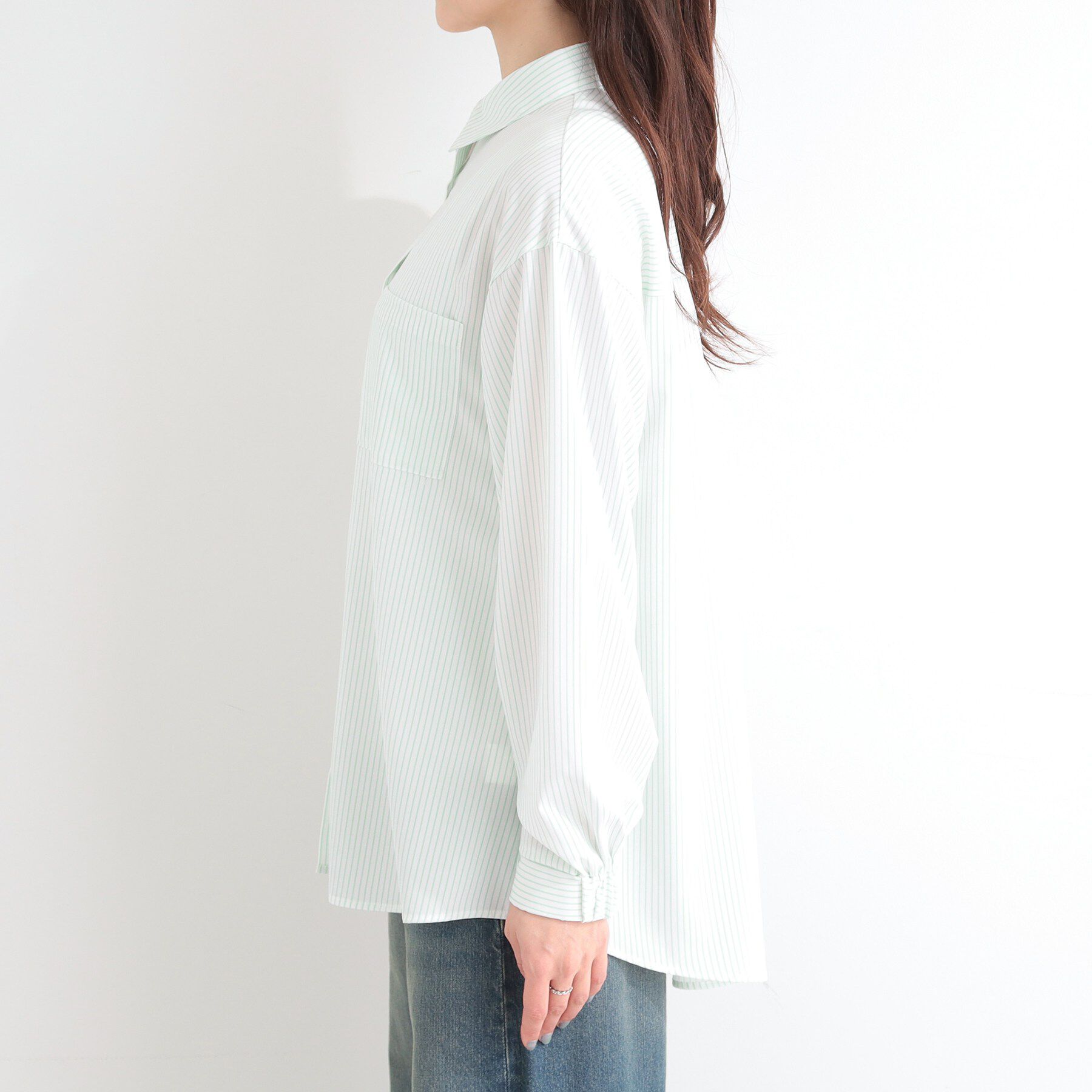 SHOO･LA･RUE「【ひんやり/UV/吸水速乾/洗濯後しわになりにくい】ラッシュガードにもなる ストライプシャツ」|シャツ・ブラウス|