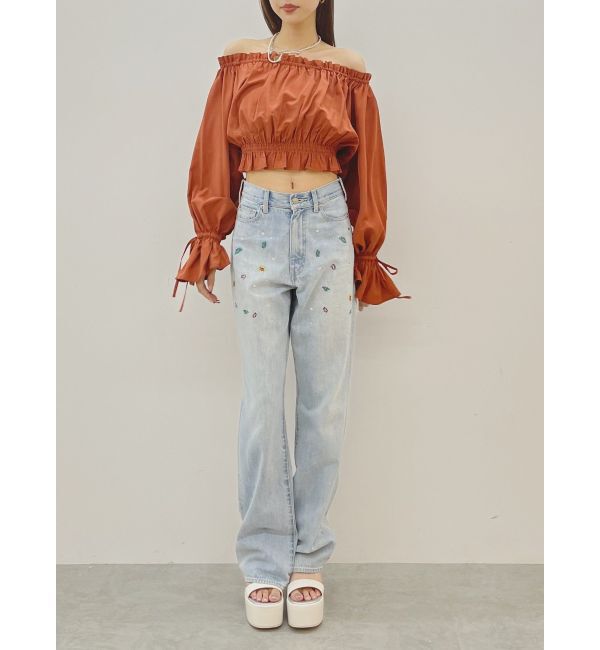 EVRIS「embroidery shineeデニムパンツ」|デニム|