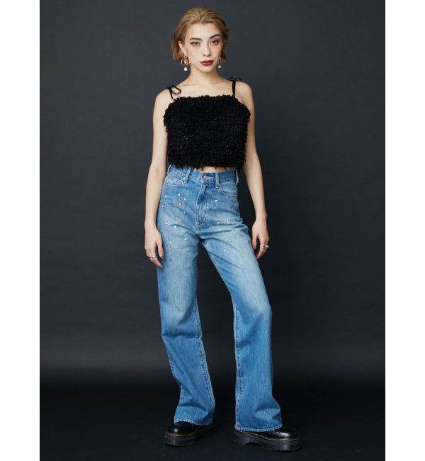 EVRIS「embroidery shineeデニムパンツ」|デニム|