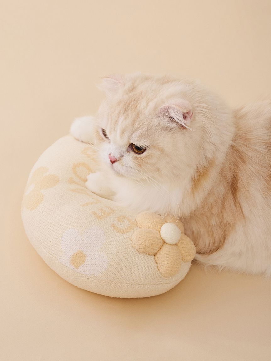  GELATO PIQUE CAT&DOG「【CAT&DOG】スムーズィーフラワーモチーフニットピロー」|その他|YEL