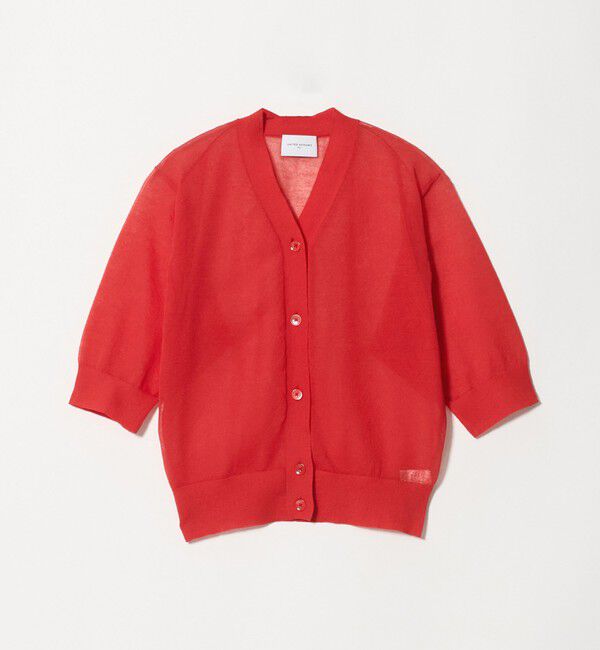 UNITED ARROWS「シアー Vネック カーディガン ‐ウォッシャブル‐」|カーディガン|RED