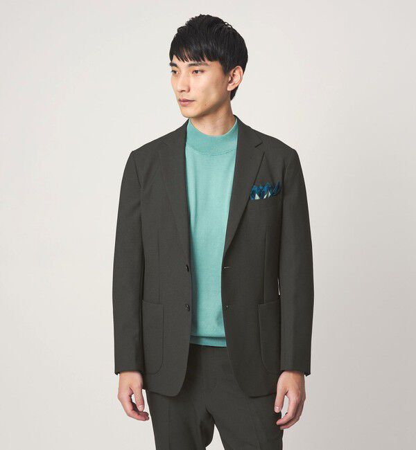 UNITED ARROWS green label relaxing「A+ ポリエステル シャークスキン 2B スタンダード セットアップ ジャケット -ウォッシャブル・ストレッチ-」|テーラードジャケット|DK.GREEN