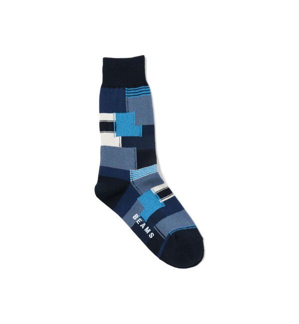 BEAMS「BEAMS / パッチワーク ソックス」|ソックス|NAVY