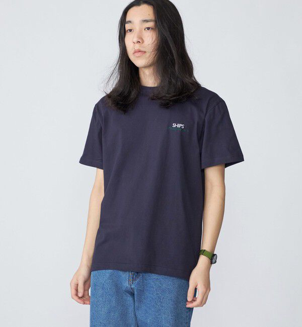 SHIPS「【WEB限定】SHIPS: STYLISH STANDARD ロゴ 刺繍 Tシャツ」|Tシャツ・カットソー|コバルトブルー