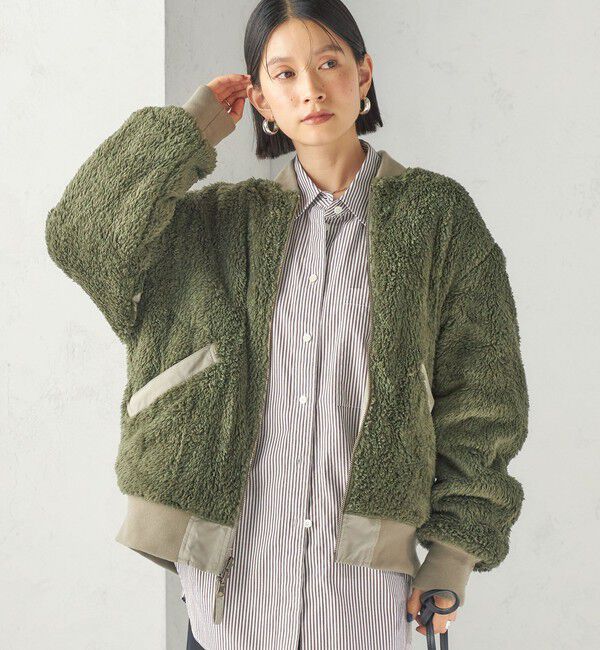 SHIPS for women「《予約》【SHIPS別注】ARMY TWILL: リバーシブル フリース ブルゾン」|ブルゾン・スタジャン|