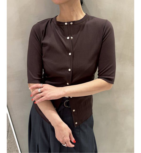 IENA LA BOUCLE「IENA LA BOUCLE コットンリブスナップハーフスリーブカーディガン」|Tシャツ・カットソー|