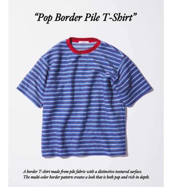 JOURNAL STANDARD「ポップ ボーダー パイル Tシャツ」|Tシャツ・カットソー|ブルー