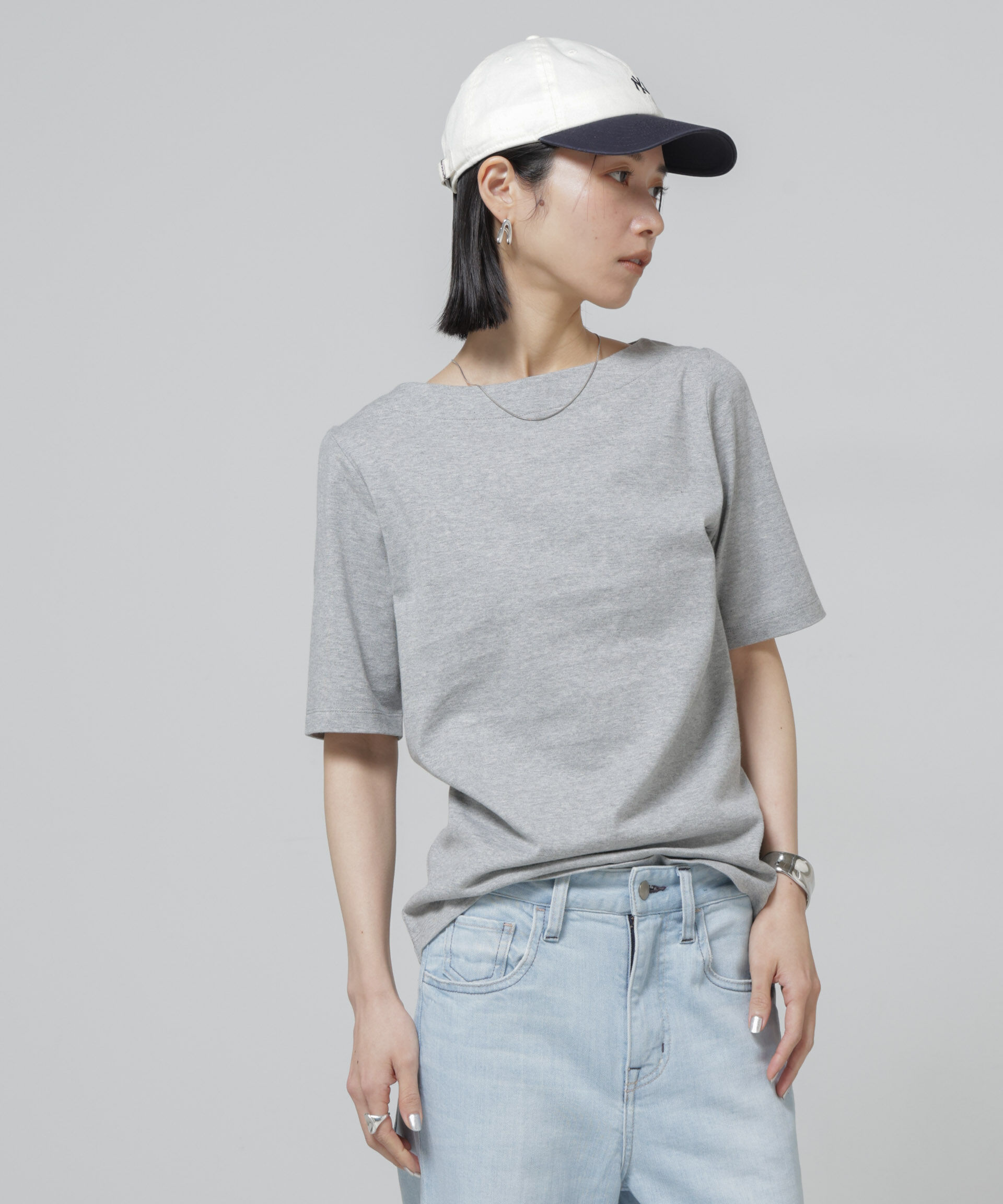 nano･universe「Anti Soaked(R) 汗染み防止ボートネックTシャツ」|Tシャツ・カットソー|トップグレー4