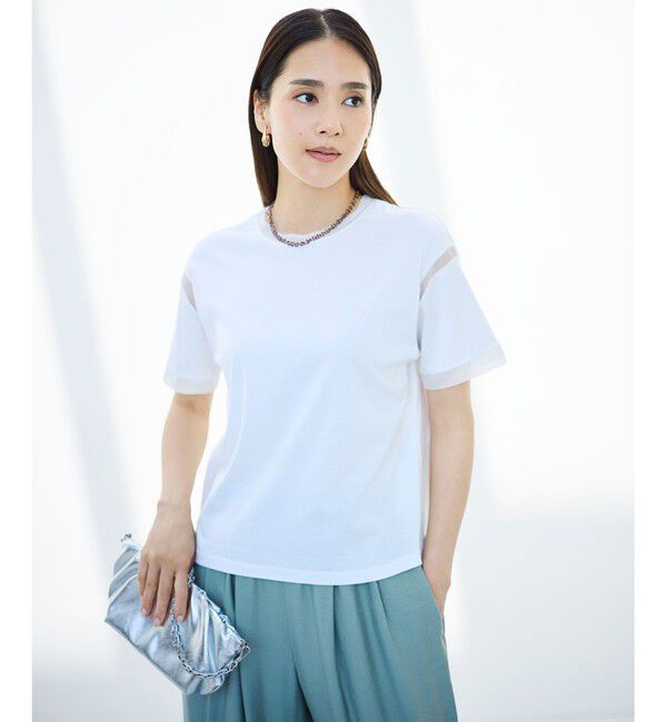 自由区「ナチュラルコットンハイゲージシアーアクセント Tシャツ」|Tシャツ・カットソー|