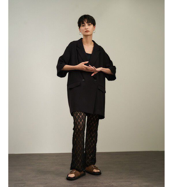 SALON adam et rope'「バックサテンハーフスリーブジャケット［セットアップ対応・今から秋まで］」|テーラードジャケット|