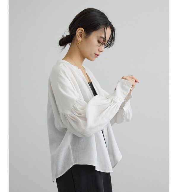 SALON adam et rope'「リネンスキッパーギャザーブラウス / GENTLE LINEN 新色追加」|シャツ・ブラウス|