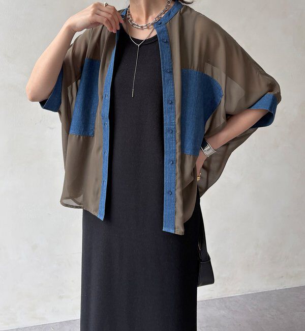  「【WEB限定】デニム切替シアーシャツ」|シャツ・ブラウス|