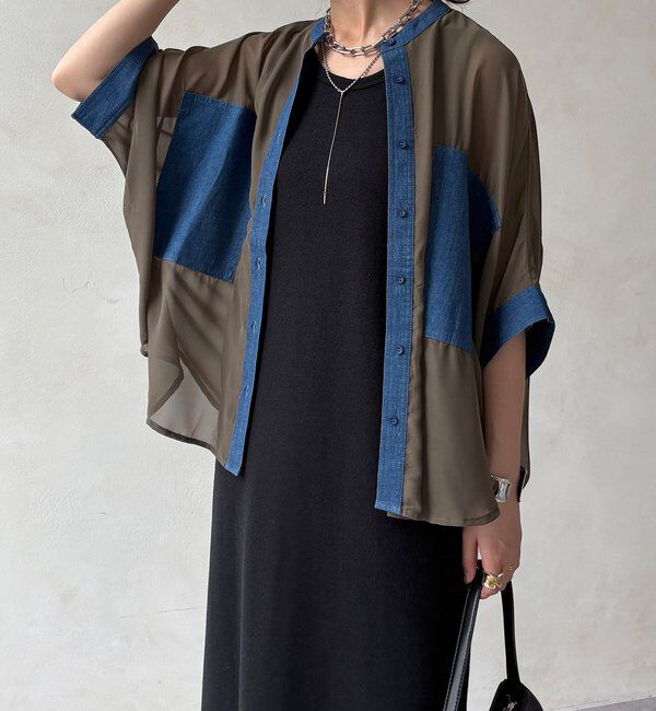  「【WEB限定】デニム切替シアーシャツ」|シャツ・ブラウス|