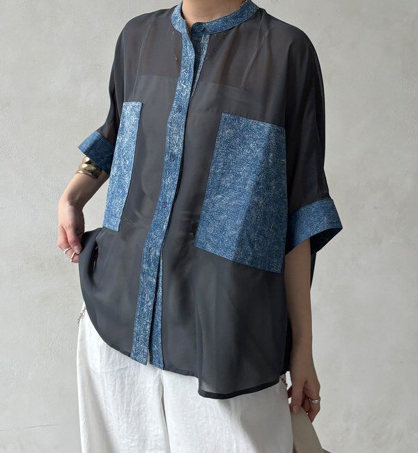  「【WEB限定】デニム切替シアーシャツ」|シャツ・ブラウス|
