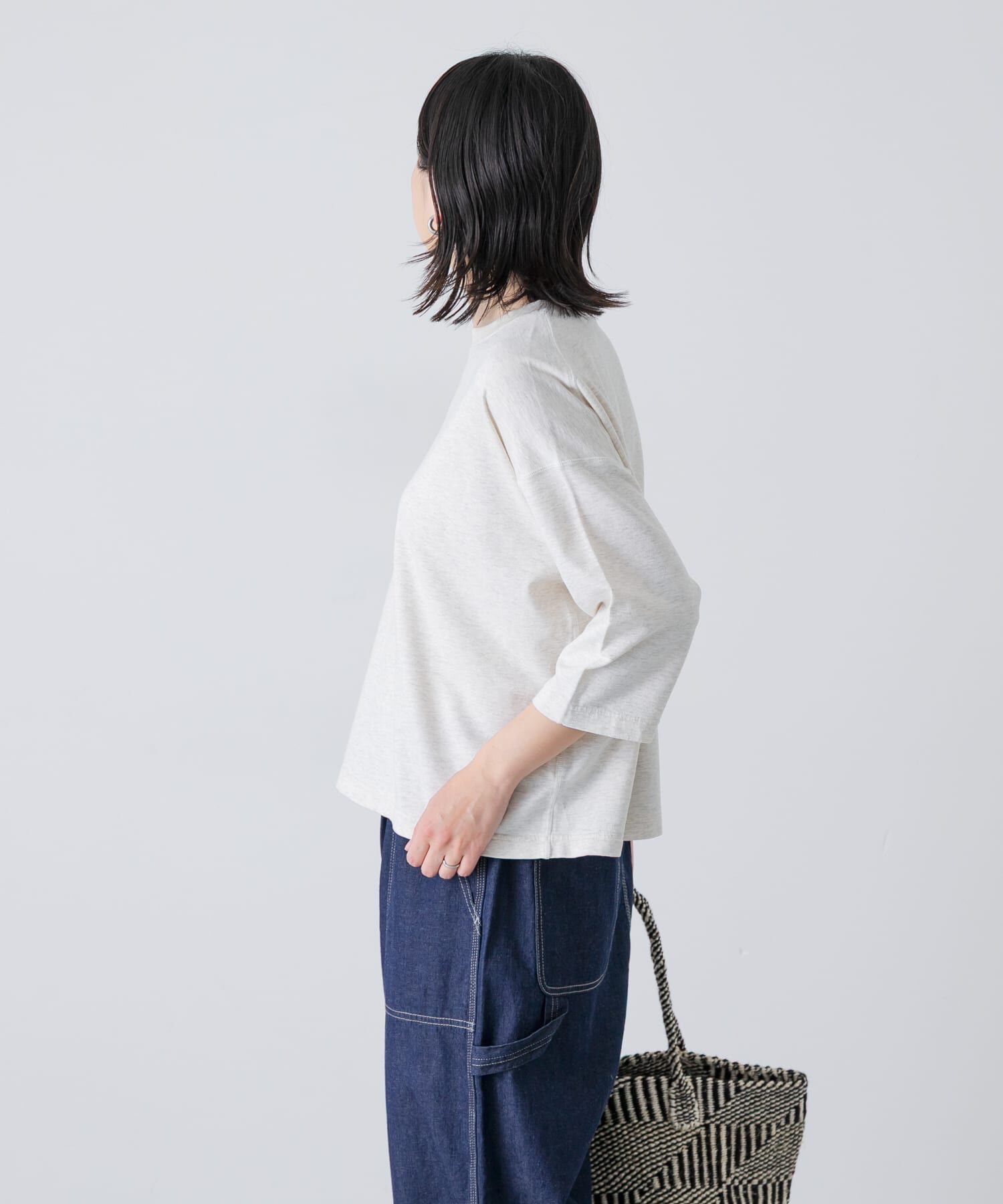 かぐれ「コットンインレー6分袖プルオーバー」|Tシャツ・カットソー|