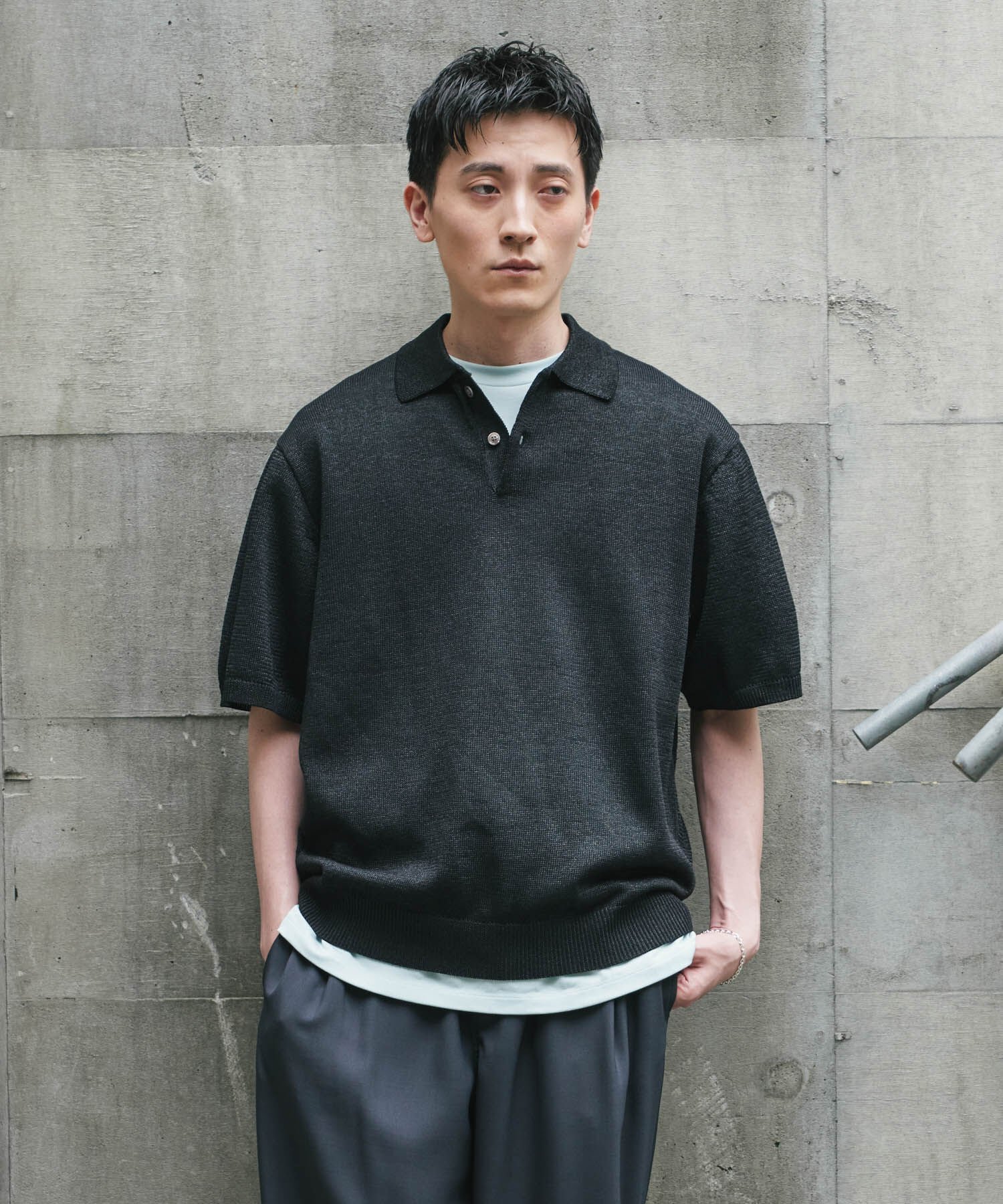 URBAN RESEARCH DOORS「『洗濯可/UVカット』『URTECH』Aircare ショートスリーブニットポロ」|ニット・セーター|