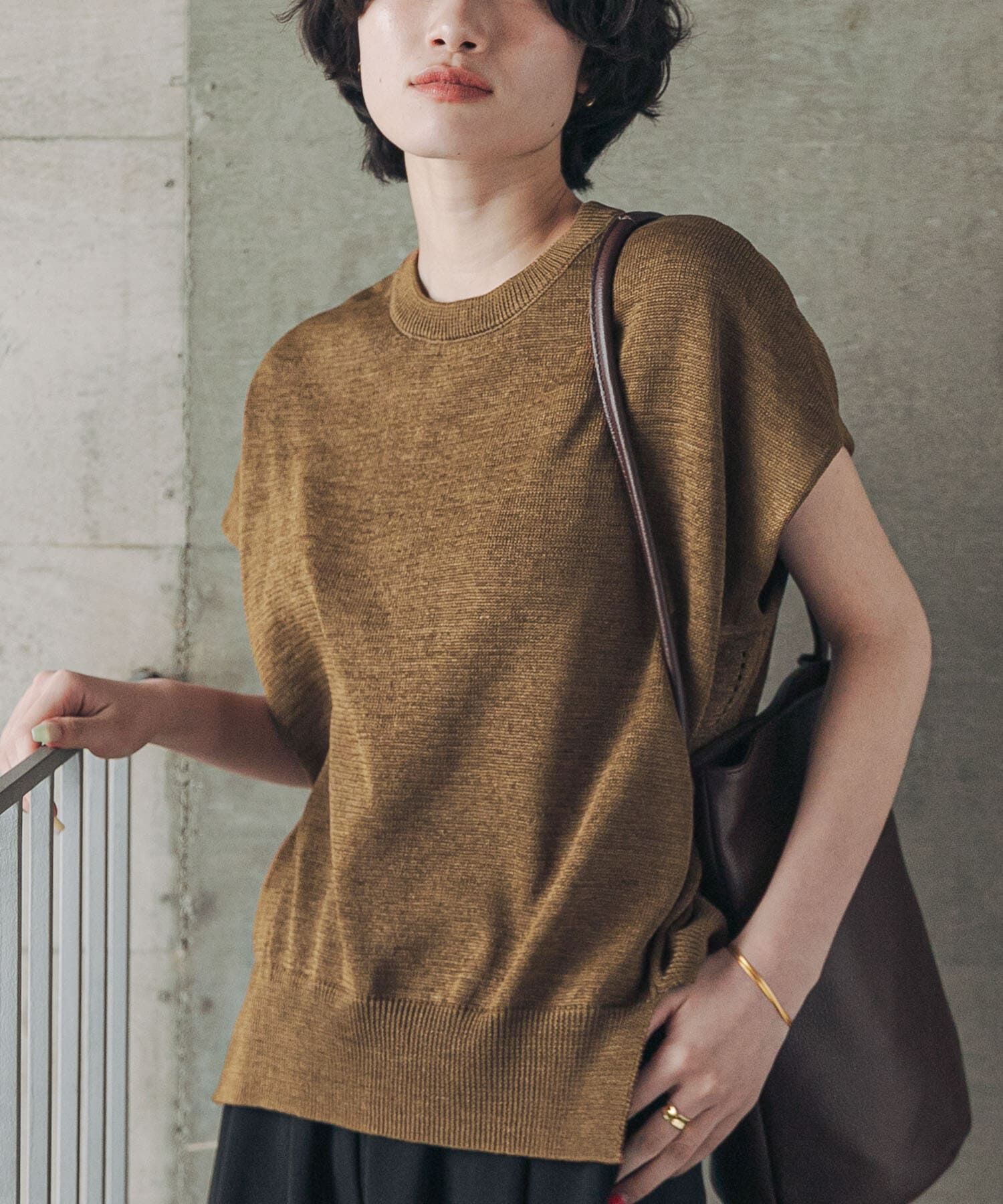URBAN RESEARCH DOORS「『洗濯可/UVカット』『UR TECH』Aircareフレンチニットプルオーバー」|その他|ブラウン
